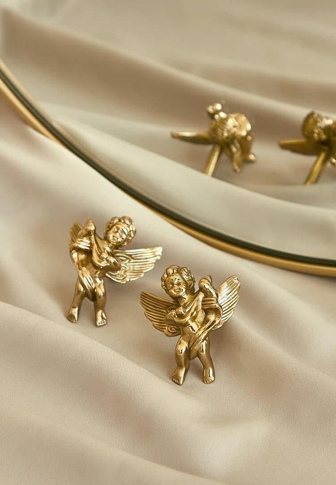 Brass Cupid Angelic Cabinet Drawer Knobs - Set of 2