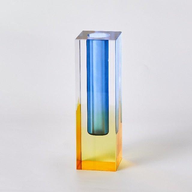 Rainbow Pillar Glass Bud Vase