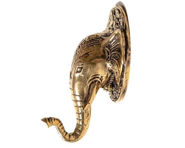 Solid Brass Elephant Head Wall Hook
