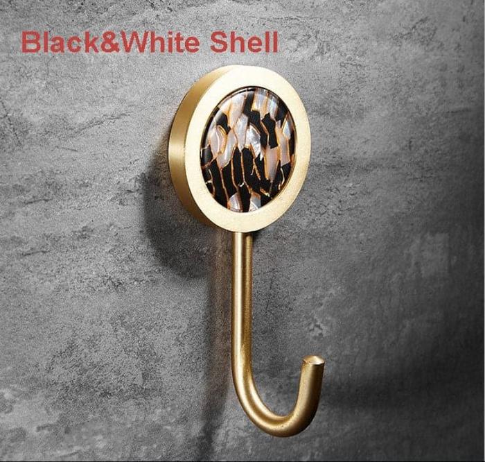 Modern Brass Shell Leather Wall Organizer Hook