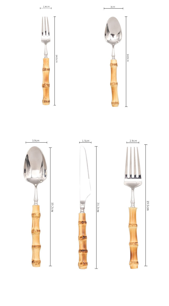 Sagano Natural Bamboo Stainless Steel Cutlery Set