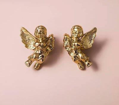 Brass Cupid Angelic Cabinet Drawer Knobs - Set of 2