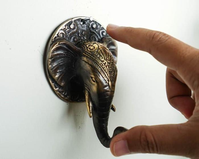 Solid Brass Elephant Head Wall Hook