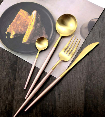 Arya Pink Gold Cutlery Set