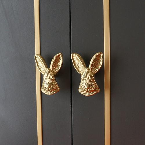 Brass Bunny Shaped Cabinet Drawer Knob