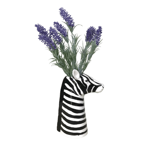 Black and White Zebra Head Ceramic Vase