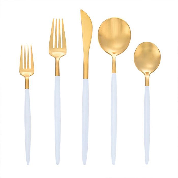 Arya White Gold Cutlery Set