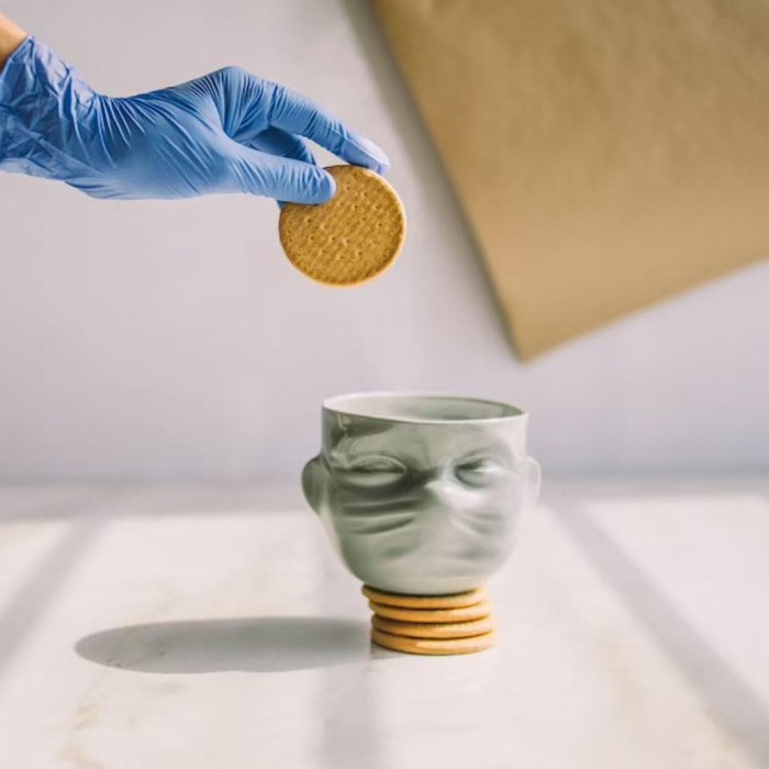Hand Crafted Face Mask Up Porcelain Coffee Mug