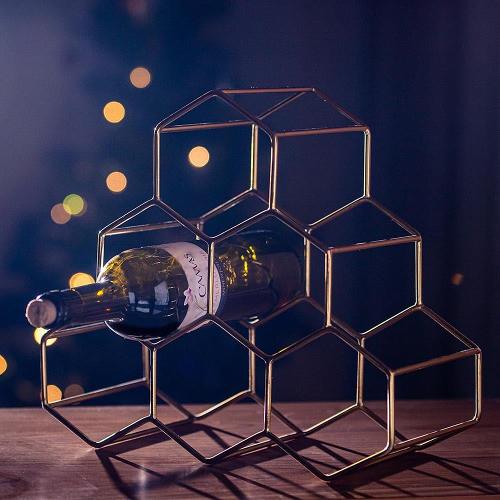 Serein Decor Gold Honeycomb Wine Bottle Rack