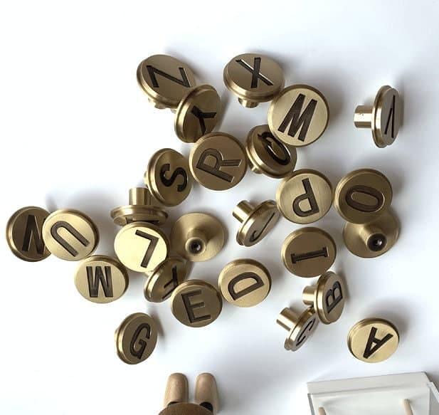Brass Letters Drawer Knob Wall Hook