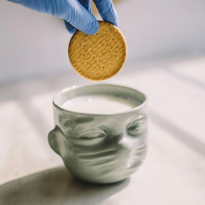 Hand Crafted Face Mask Up Porcelain Coffee Mug