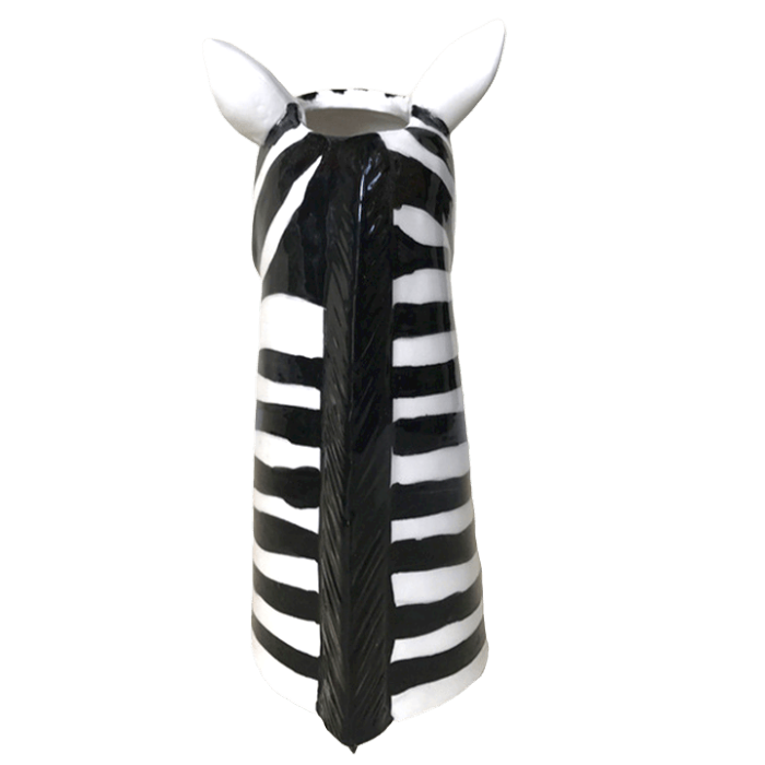 Black and White Zebra Head Ceramic Vase