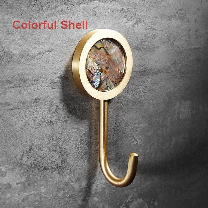 Modern Brass Shell Leather Wall Organizer Hook