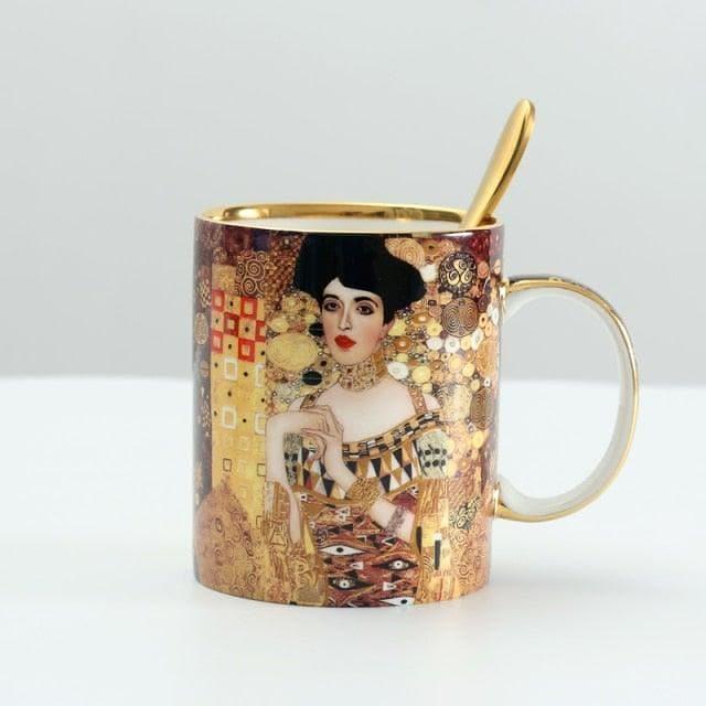 Klimt Kiss Porcelain Coffee Mug With Spoon