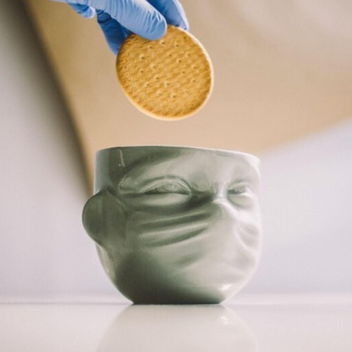 Hand Crafted Face Mask Up Porcelain Coffee Mug