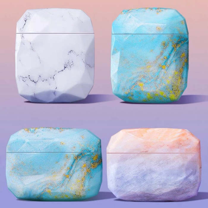 Cute Pastel Colour Marble Pattern Silicone Airpods Case