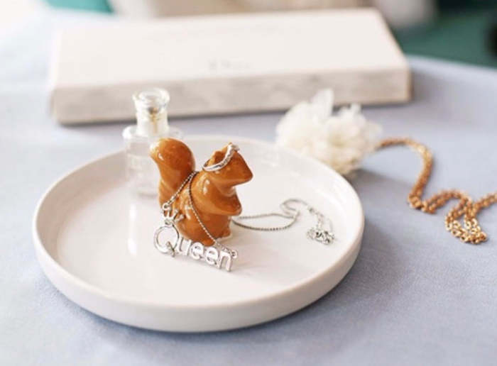 Cute Ceramic Christmas Tree & Squirrel Jewellery Decor Mini Plate Tray
