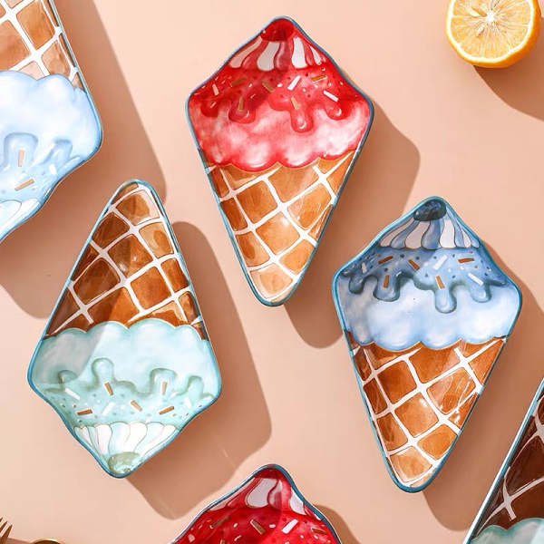 Cute Colourful Ice Cream Shape Dessert Plate