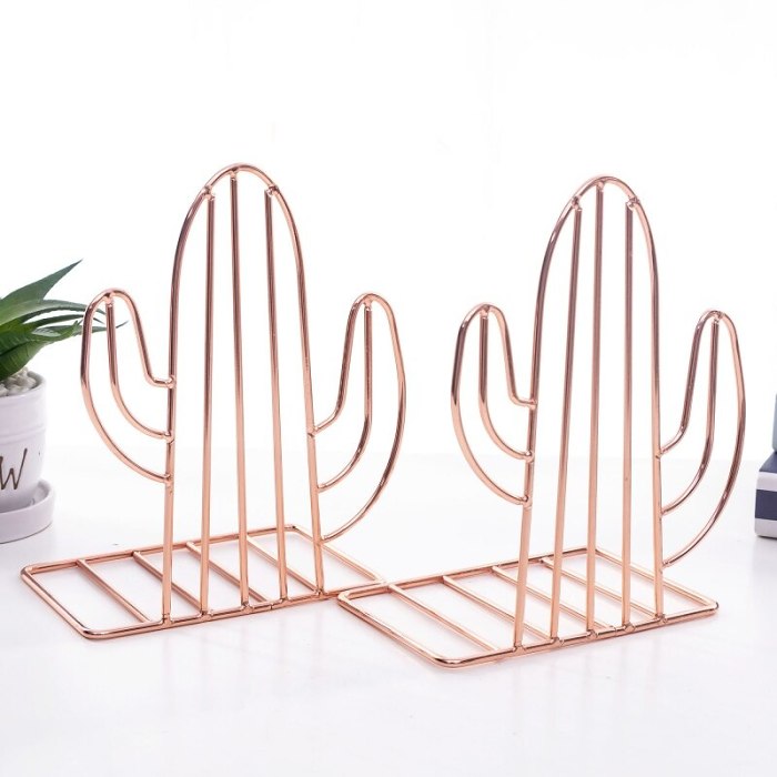 Cute Nordic Style Simple Wired Cactus Book Stand Shelf Organizer