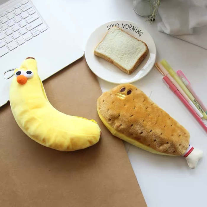 Cute Korean Style Chicken Leg & Banana Man Novelty Pencil Case