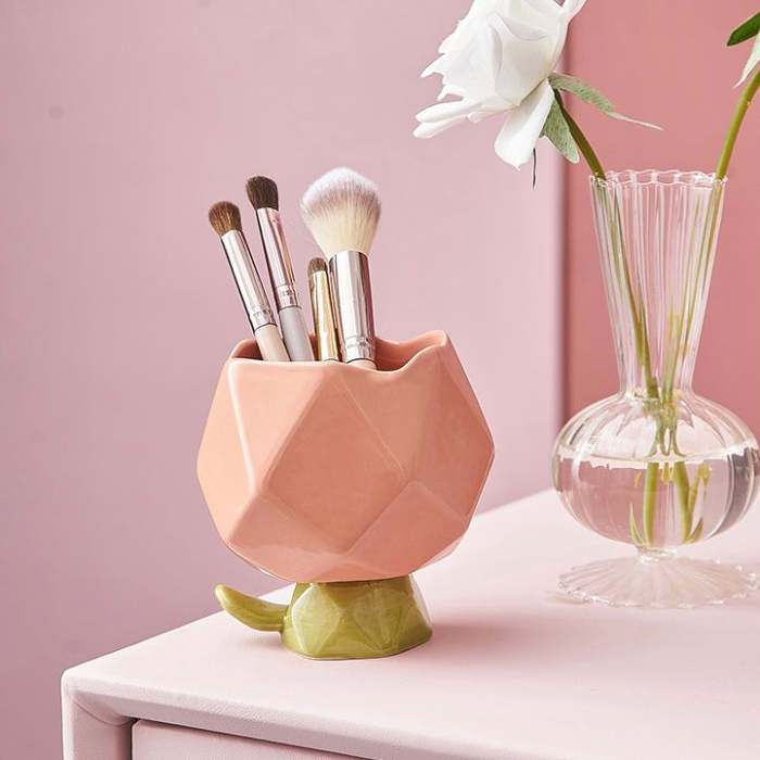 Cute Tulip Shape Ceramic Pen & Cosmetic Brush Holder