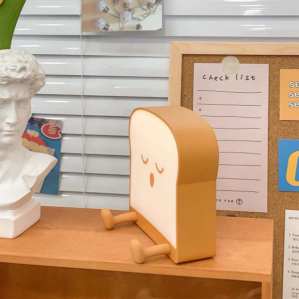 Cute Kawaii Toast Bread USB Bedside Night Light & Phone Stand