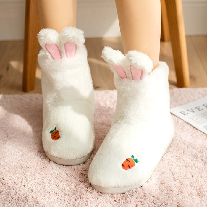 Cute Kawaii Rabbit Bunny Ear Home Slippers Boots Socks