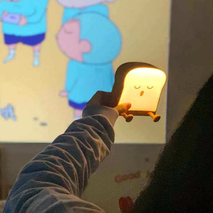 Cute Kawaii Toast Bread USB Bedside Night Light & Phone Stand