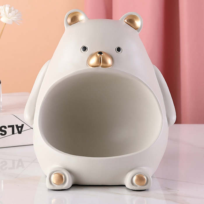 Cute Teddy Bear Belly Resin Home Decor Storage Holder