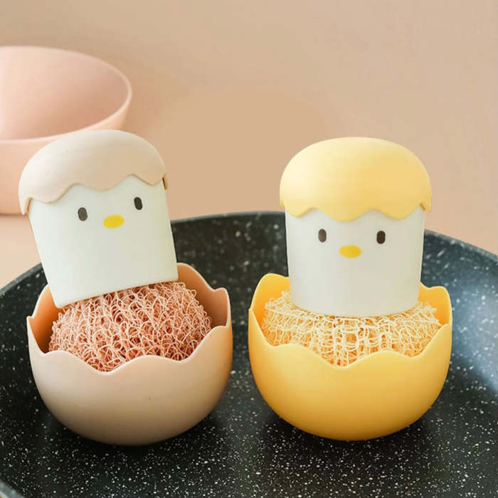 Cute Eggy Cartoon Kitchen Silicone Dishwashing Sponge Brush