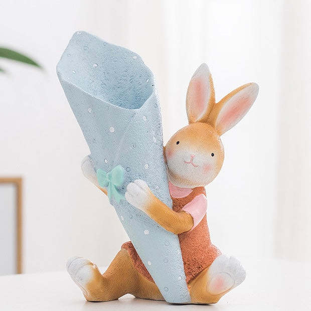 Kawaii Blushing Bunny Rabbit Home Decor Vase