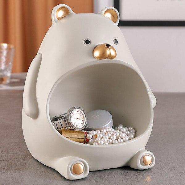 Cute Teddy Bear Belly Resin Home Decor Storage Holder