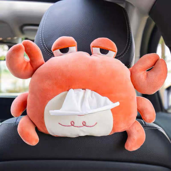 Cute Bear & Crab Style Soft Plush Car Tissue Box Holder