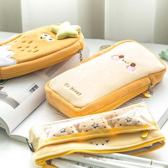 Cute Mr Toast & Mr Cactus Plush Pencil Case Holder