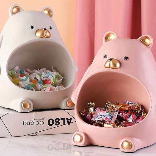 Cute Teddy Bear Belly Resin Home Decor Storage Holder