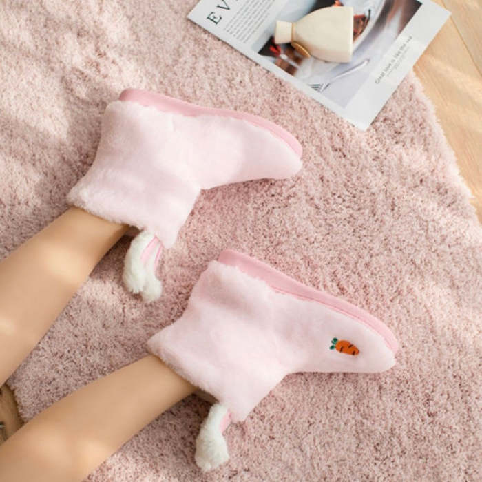 Cute Kawaii Rabbit Bunny Ear Home Slippers Boots Socks