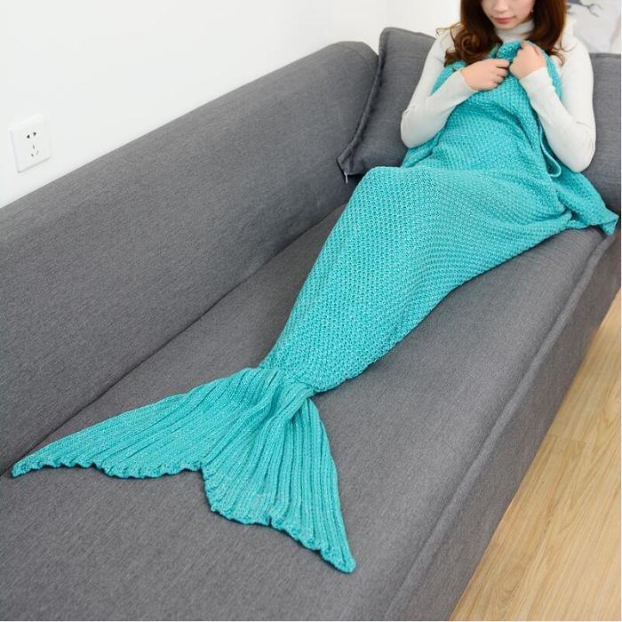 Mermaid Tail Knitted Crochet Sleeping Blanket