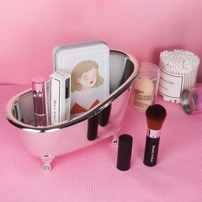 Shiny Mini Bathtub Desktop Jewelry Cosmetic Storage Box Case
