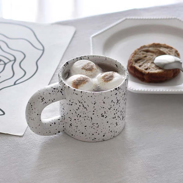 Cute Korean Style Chubby Handle Paint Ceramic Coffee Cup Mug