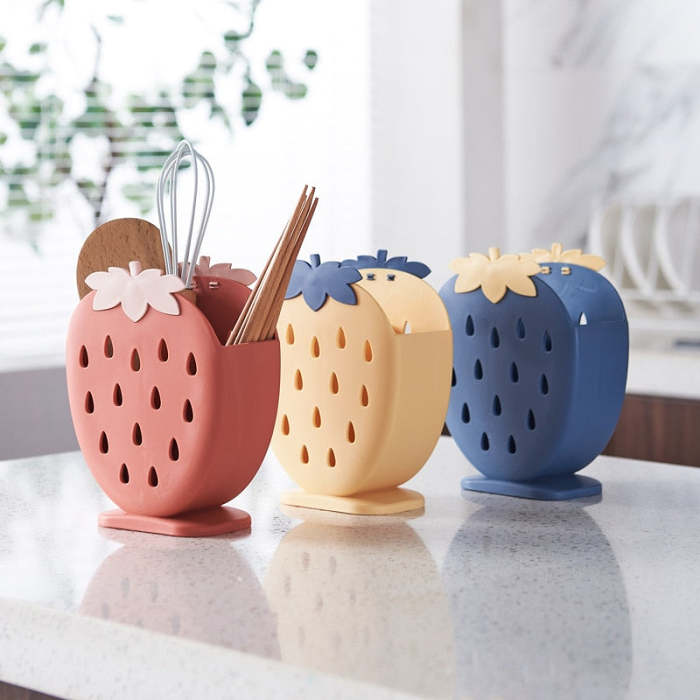 Cute Strawberry Kitchen Storage Cutlery Holder