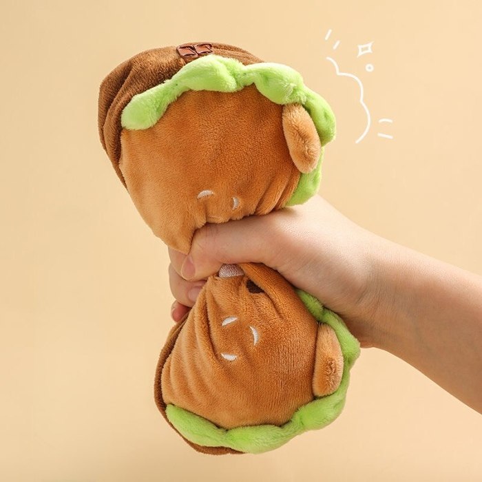 Kawaii Doll Plush Hamburger Bear & Dog Pencil Case Bag