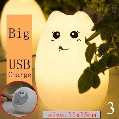 Cute Cat Silicone LED Night Light Sensor Lamp