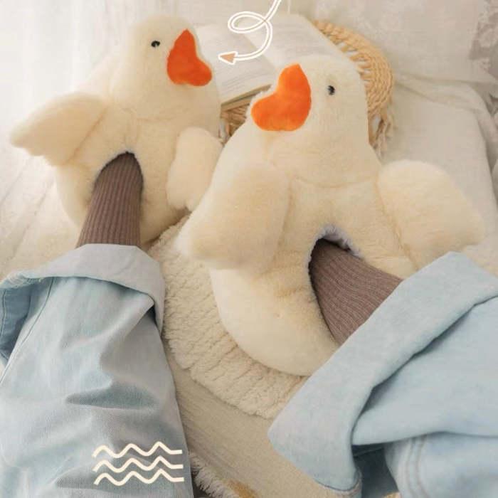 Kawaii 3D Super Fluffy Duck Cozy Home Slippers
