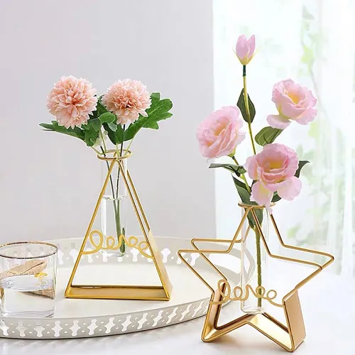 Nordic Style Cute Heart Shape Love Metal & Glass Vase Decor