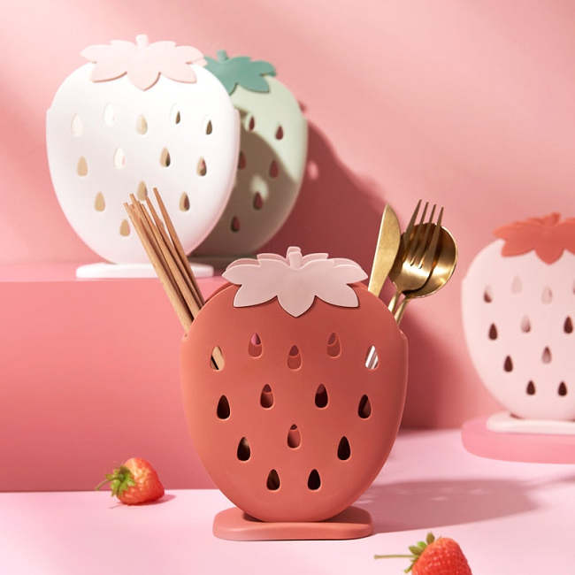 Cute Strawberry Kitchen Storage Cutlery Holder