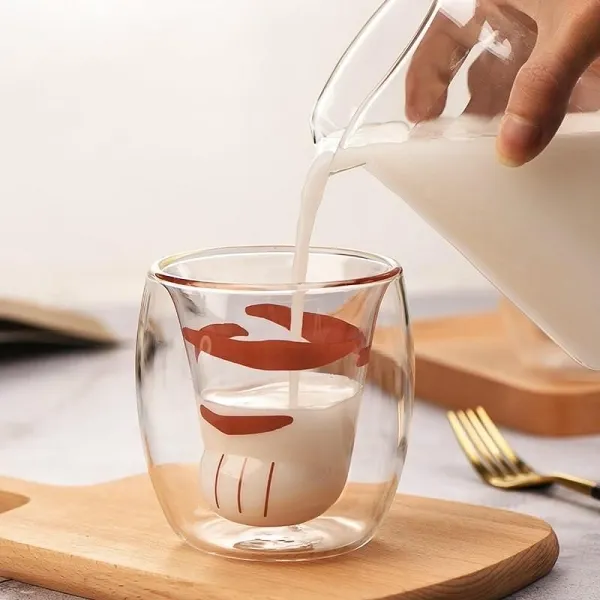 Cute Cat Paw Heat Resistant Double Layered Glass Cup
