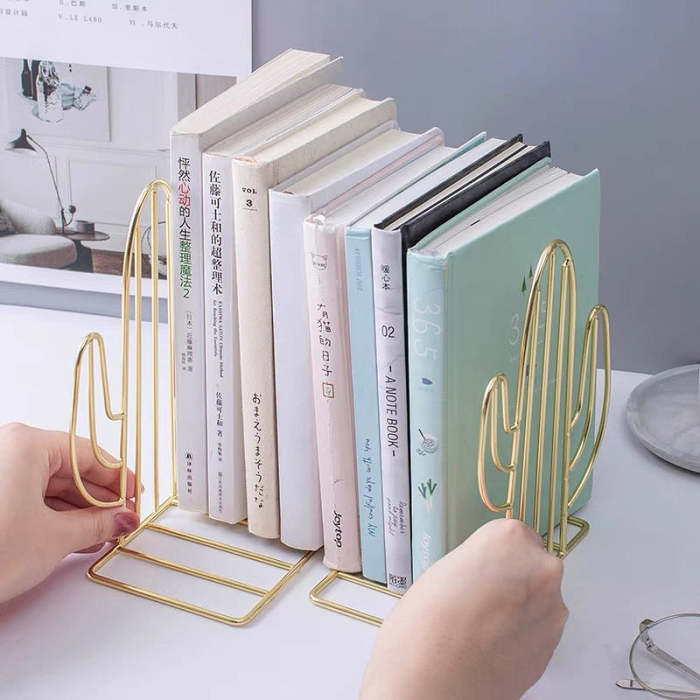 Cute Nordic Style Simple Wired Cactus Book Stand Shelf Organizer