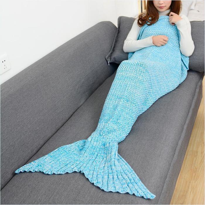 Mermaid Tail Knitted Crochet Sleeping Blanket