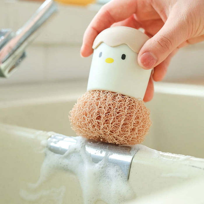 Cute Eggy Cartoon Kitchen Silicone Dishwashing Sponge Brush