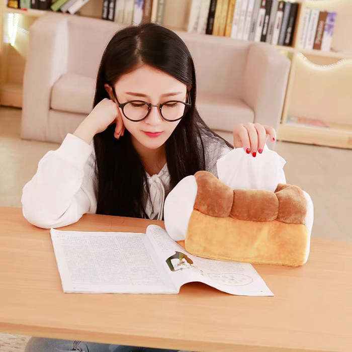 Kawaii Soft Fluffy Bread Shape Tissue Box Holder